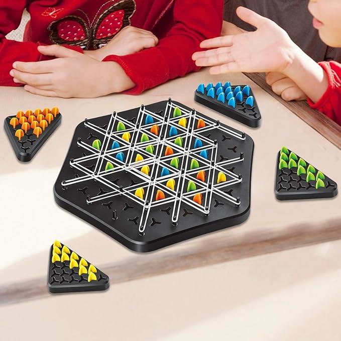 Trigger Game Chain Triangle Game Interactive Peg Game Triangle Chess Board Game Strategy Peg Board Game Brain Teaser Strategy Puzzle Toy Educational Portable Chess Set for Family and Friends Party