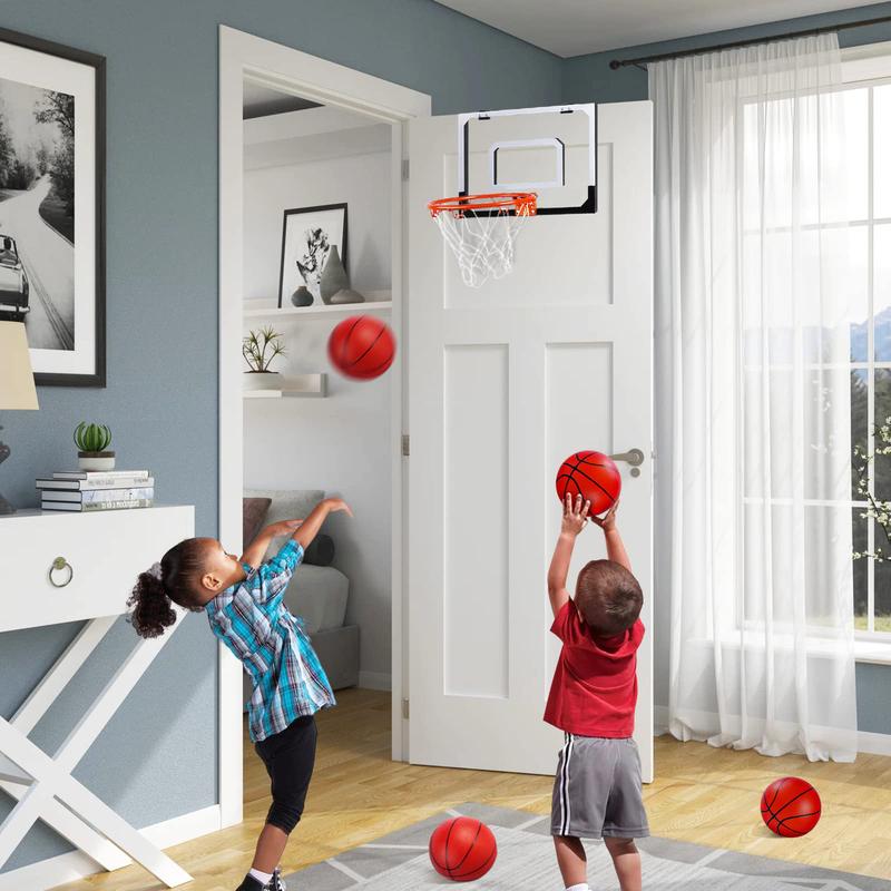 Indoor Basketball Hoop Over The Door, Mini Basketball Hoop Set, Indoor Outdoor Portable Basketball Hoop Game Toy Birthday Gift for Kids & Adults