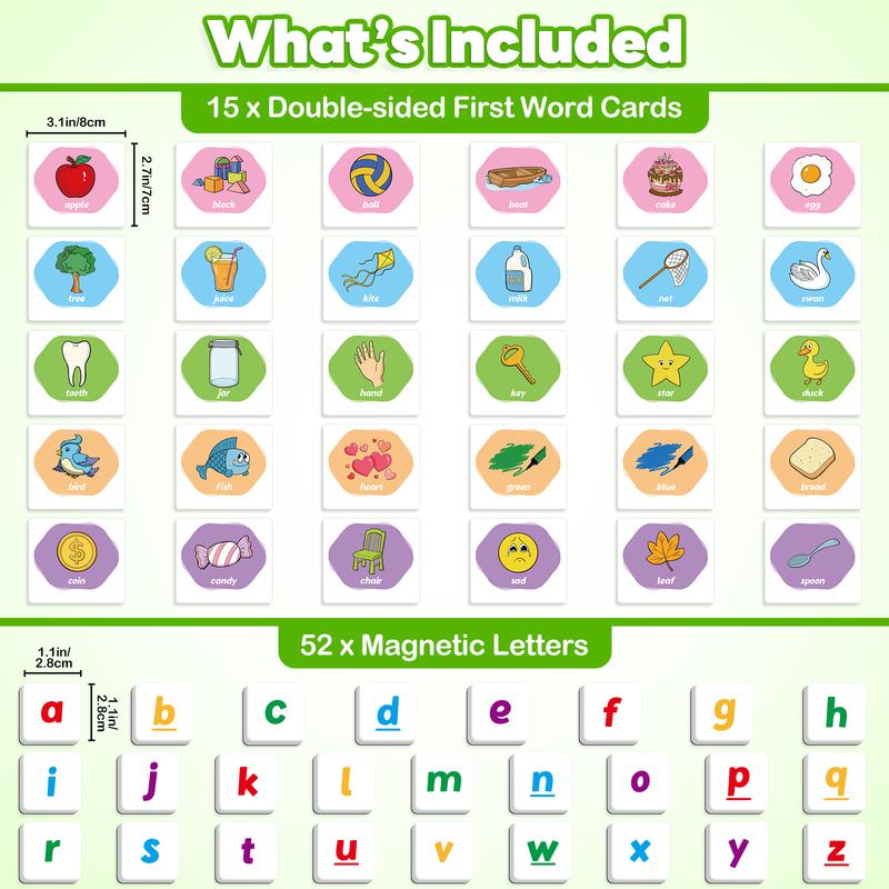 First Word Games, Magnetic Letters & Flash Cards, Phonics Games, Alphabet Learning Toys, Refrigerator Fridge Magnets, Spelling game