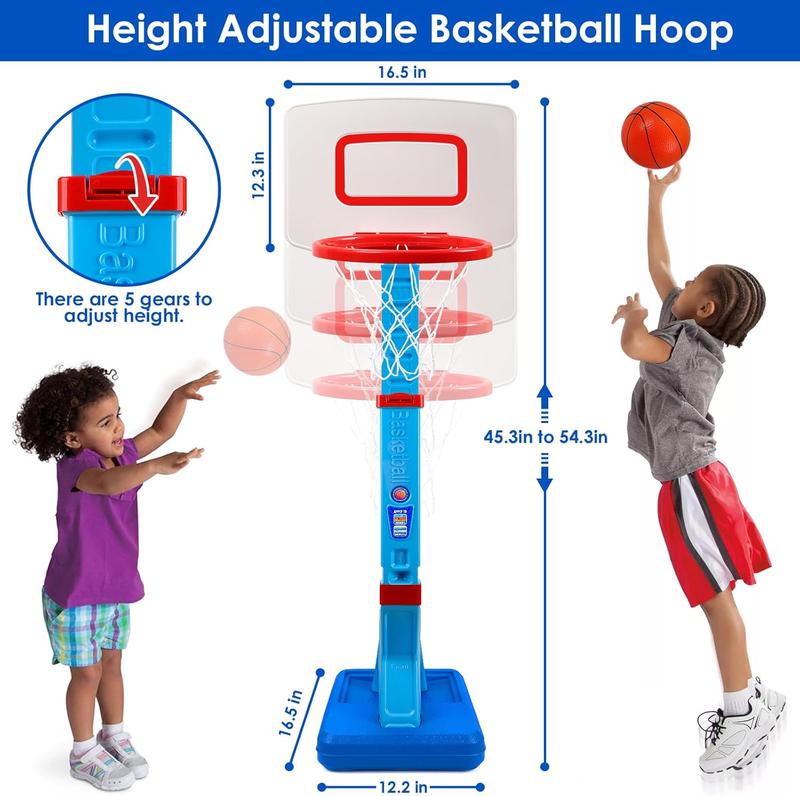 Toddler Basketball Hoop Indoor for Age 1-3, Adjustable Kids Basketball Hoop, Mini Basketball Hoop with 4 Balls for Outdoor Poolside, Birthday Christmas Sport Toys Gift for Baby Boys Girls Age 1 2 3 4