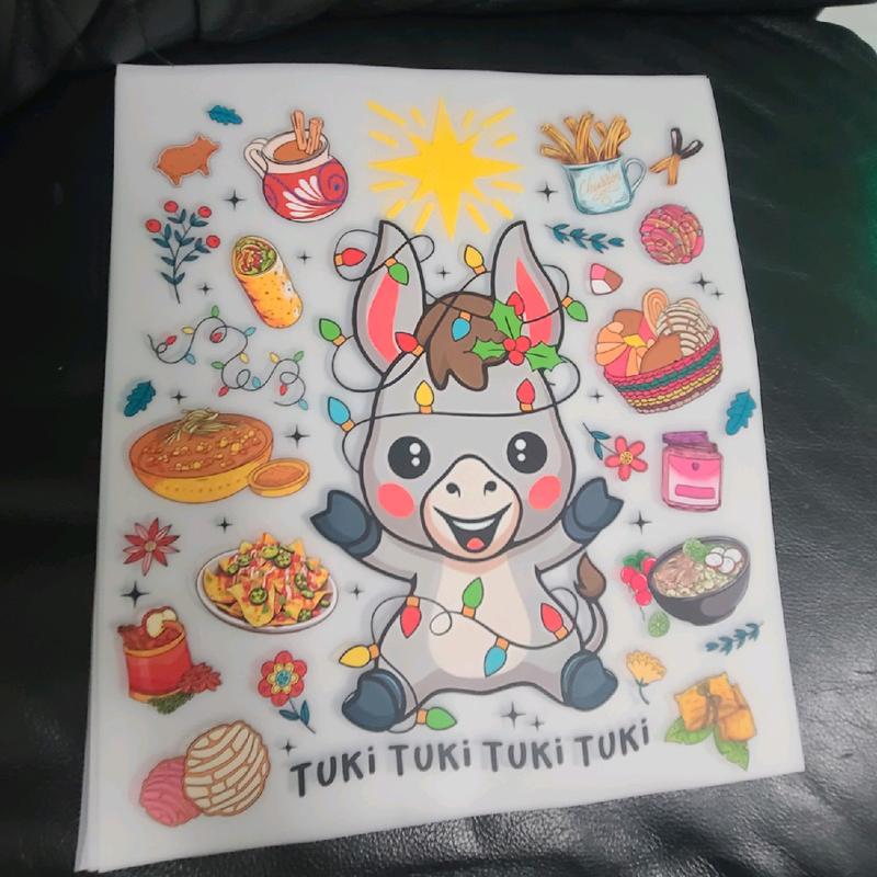 Christmas donkey tuki DTF Heat Transfer Sheet for Personalized T-Shirts