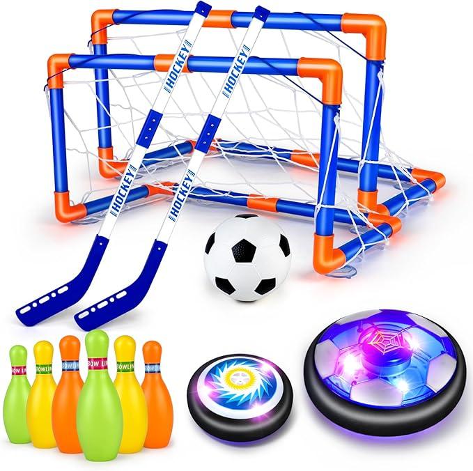 Hover Soccer Ball Set, Rechargeable Indoor Air Floating Soccer Ball with LED Light and Foam Bumper