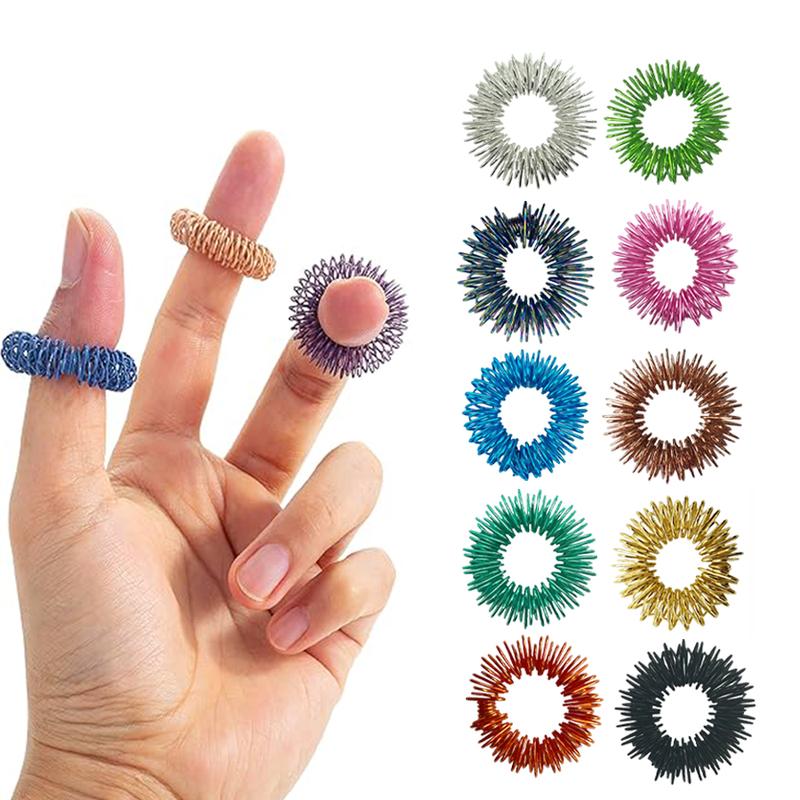 10-Pack Vintage Spiky Sensory Rings: Perfect Stress Relief Fidget Toys bracelet  fidget colorful  toy