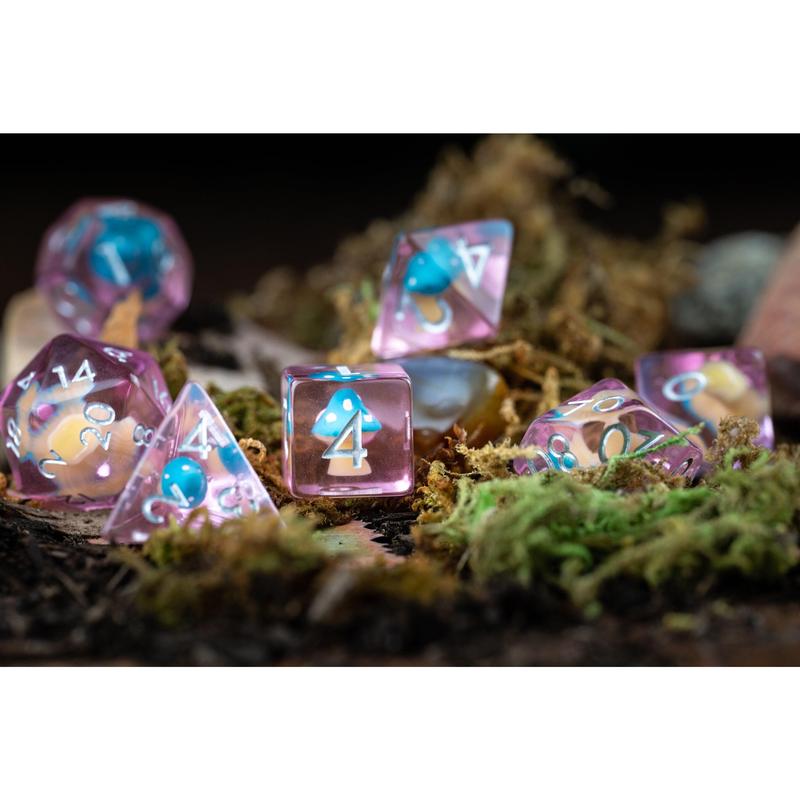 DnD dice sets: Shroom of Doom Mushroom Dice Set: Cute Polyhedral DnD Dice for Druids - Unique Gift for Dungeons and Dragons Players