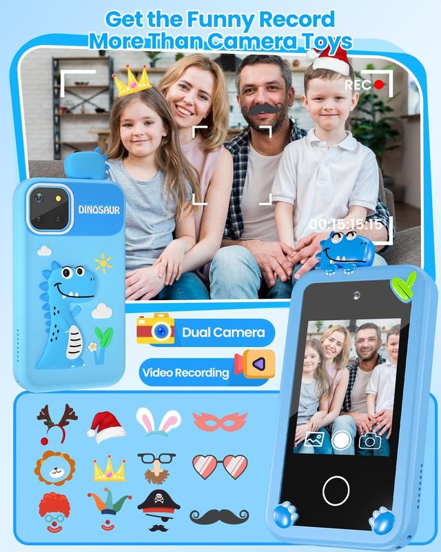 MOREXIMI Smartphone Toy for Kids, Birthday Gift Unicorn Toy Phone, Touch Screen Holographic projection Kids Phone, Travel Toy Preschool Learning Toy with 32GB SD Card