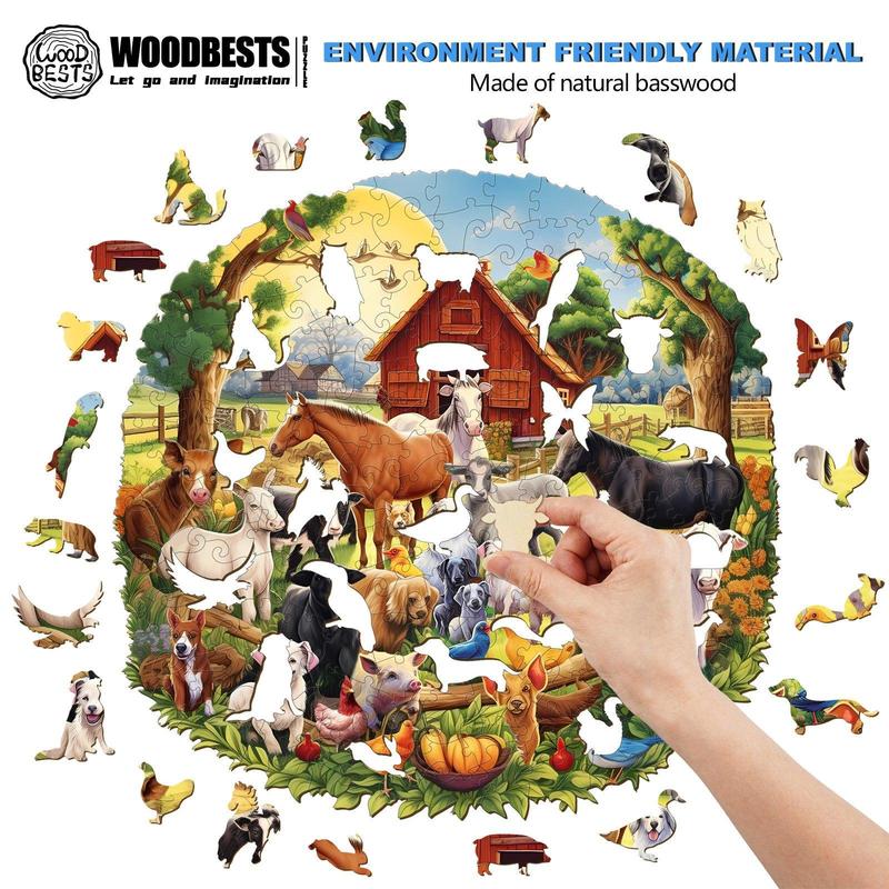 Fun Farm Wooden Jigsaw Puzzle for Kids and Adults- Educational Toy