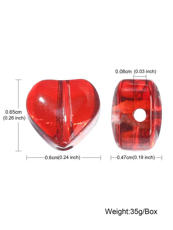 Sweet Heart Shaped Glass Beads, 100pcs set Classic Romantic Beads for Bracelet, Necklace, Earrings Making, Fashionable Accessories for Jewelry DIY