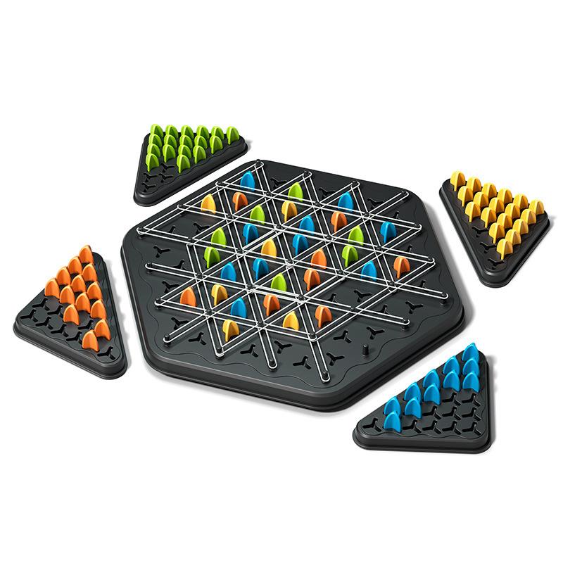 Trigger Game Chain Triangle Game Interactive Peg Game Triangle Chess Board Game Strategy Peg Board Game Brain Teaser Strategy Puzzle Toy Educational Portable Chess Set for Family and Friends Party