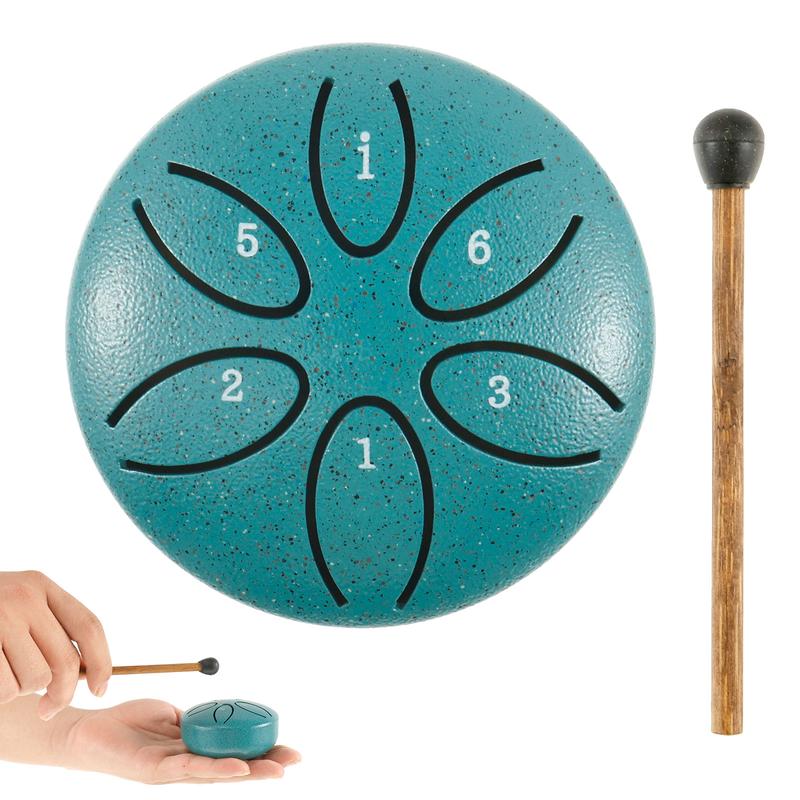 1 Count Rain Drum for Outdoor 3 Inch Steel Tongue Drum Rain Chime 6 Note Rain Drum Instrument Soothing Sound Steel Tongue Drum Mini Rain Drum with Drum Mallet for Yoga Meditation Camping Music Enlightenment