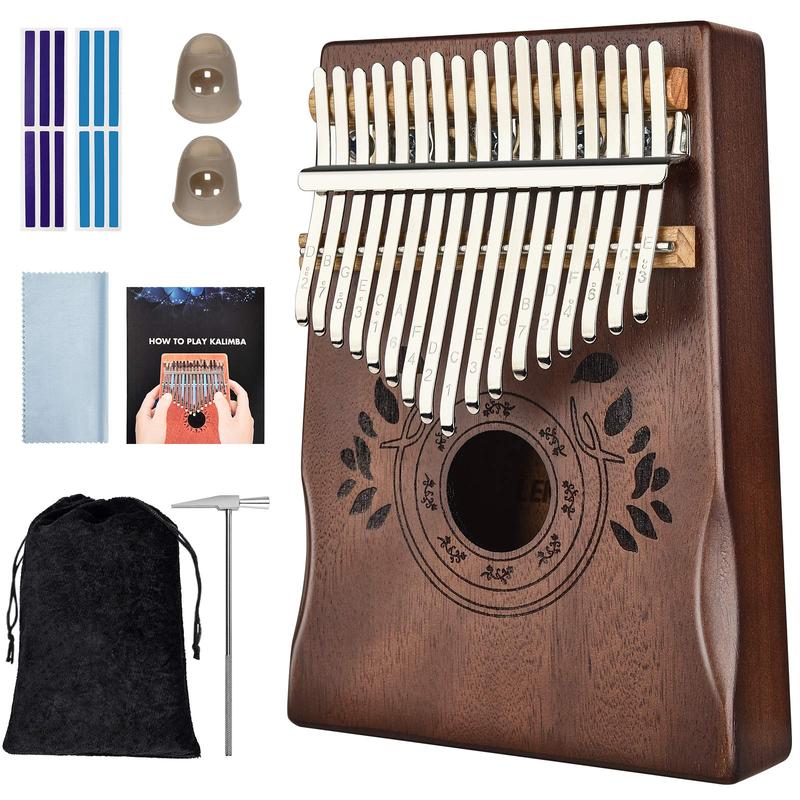 LEKATO 17 Keys Kalimba, Portable Mbira Finger Piano, Solid Wood Thumb Piano, Beginners C Key, with Music Book, Tuning Hammer, Storage Bag, Christmas Gift for Children Teenagers Music Lovers