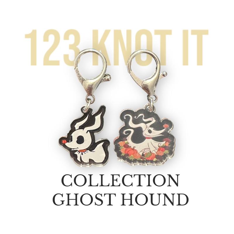 Ghost hound set of 2 large clasp stitch markers for crocheting