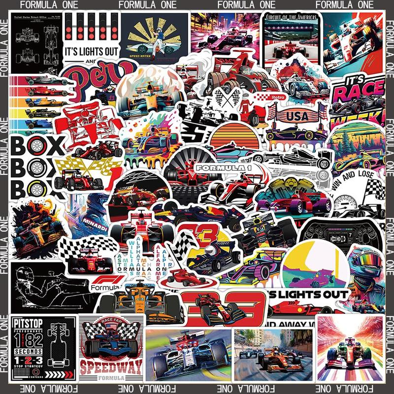 Formula Race Car Pattern Sticker, 50pcs set Self Adhesive Decorative Sticker, DIY Decals for Water Bottle & Laptop & Scrapbook & Journal Making