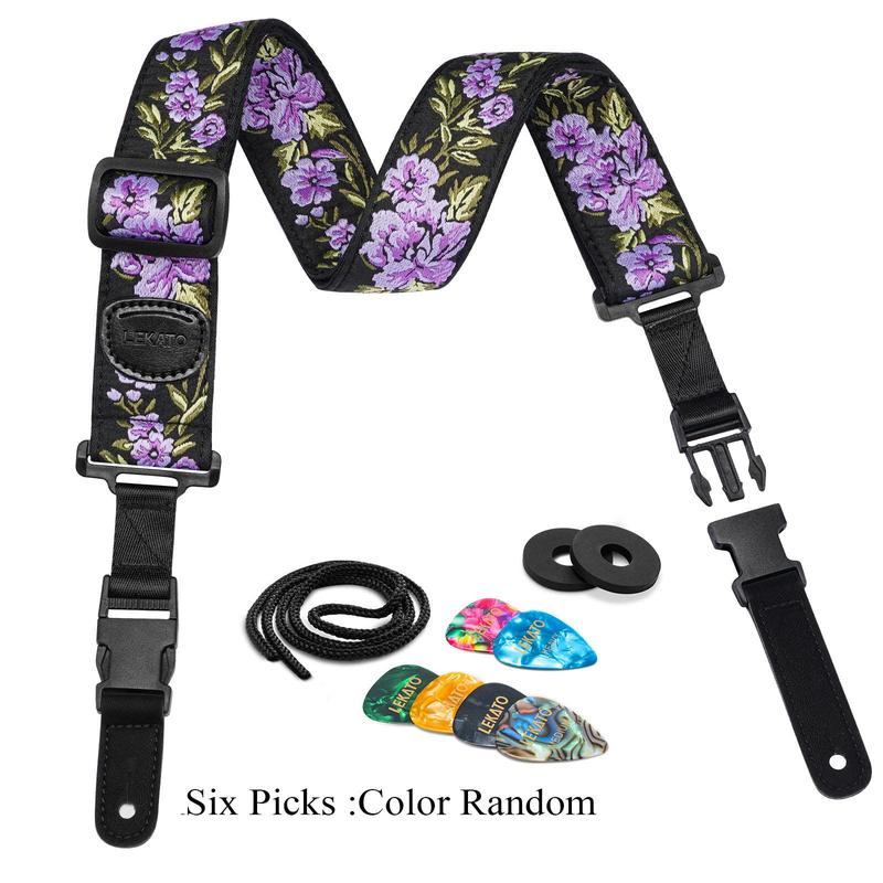 LEKATO Floral Bass Strap Flower Guitar Strap 2