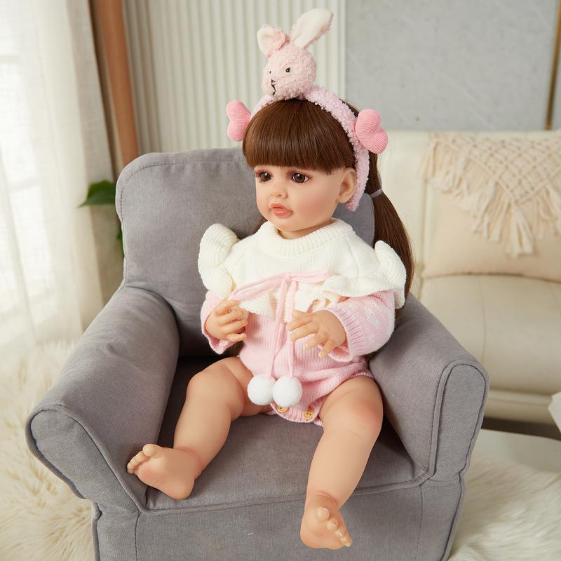 MADOLL 55cm 22in Lifelike Reborn Doll, Full Silicone Vinyl Body Princess Doll, Birthday Gift Halloween, Christmas Gift