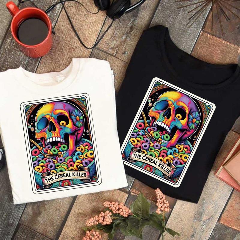 Cartoon Skull Pattern Heat Transfer Sticker, 6 Counts set Transparent Heat Transfer Sticker, DIY Decoration for T-shirt, Jacket, Jeans