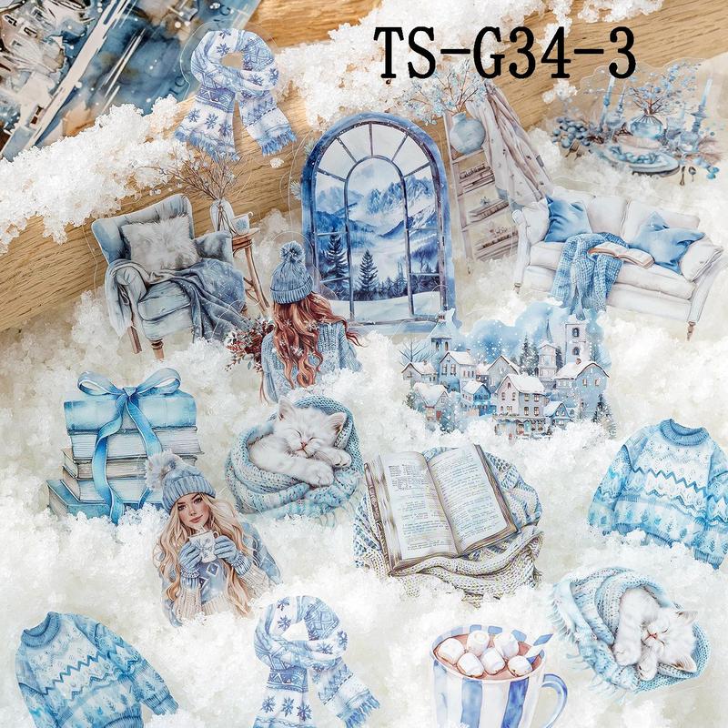 Vintage Scene Pattern Sticker, 30pcs pack Scrapbooking & Stamping Sticker, DIY Decorative Sticker for Scrapbooking & Journal Making, Christmas Gift