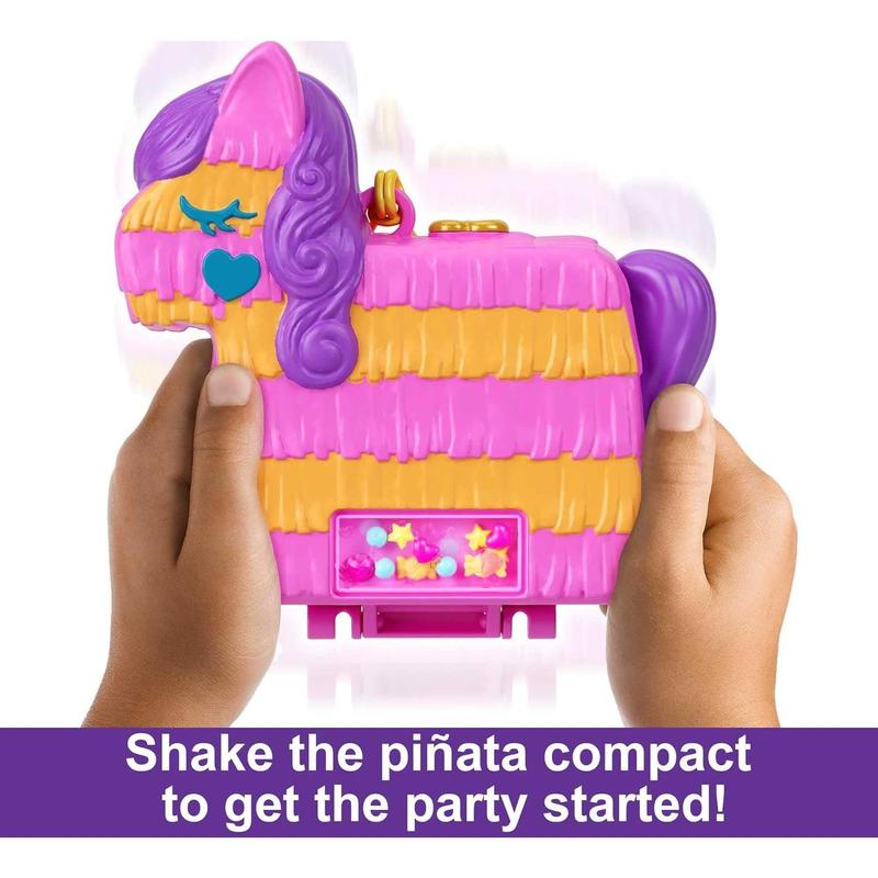 Polly Pocket Compact Playset, Pinata Party with 2 Micro Dolls & Accessories, Travel Toys with Surprise Reveals