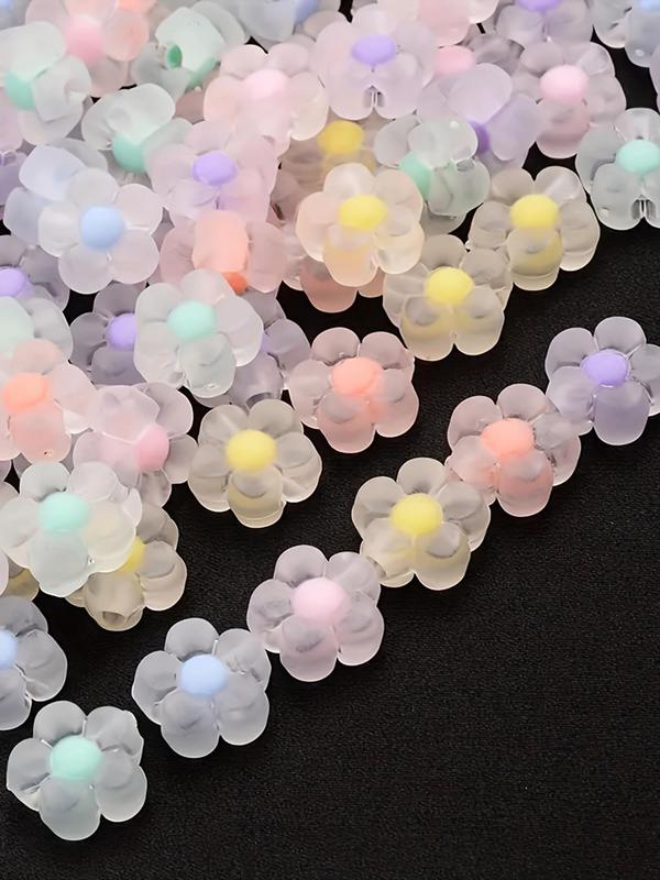 Mixed Color Clear Flowers Bead (100pcs), Transparent DIY Jewelry Making Supplies for Bracelet & Necklace & Earrings, Fashion Accessories for Women & Girls