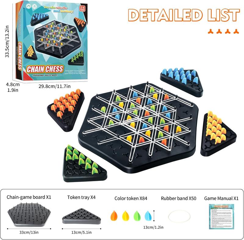 Large Size Triangle Chain Chess Family Game,Board Game for Family Game Night,Family Board Games for Kids and Adults,2-4 Players