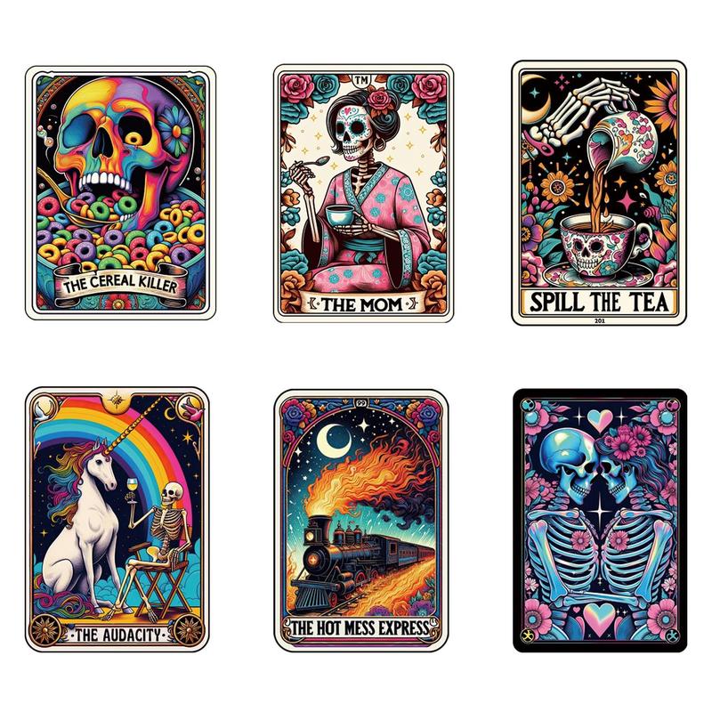 Cartoon Skull Pattern Heat Transfer Sticker, 6 Counts set Transparent Heat Transfer Sticker, DIY Decoration for T-shirt, Jacket, Jeans