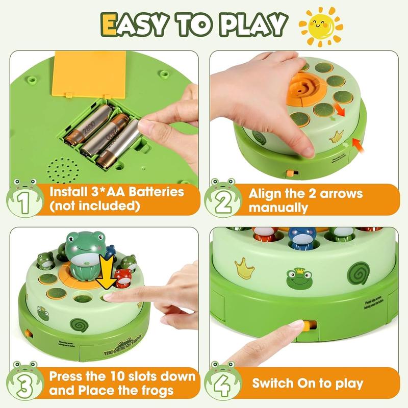 lovebrick Frog Game Rotating Ejection Toy Games for Kids Age 4-6, Bounce and Catch  Frog Board Games for Kids 4-8,Family Games Toys for 5-7 Boys Girls, Birthday Gifts for Toddlers 3-5 Preschool Toys for Birthday Gifts for Toddler Toys & Games