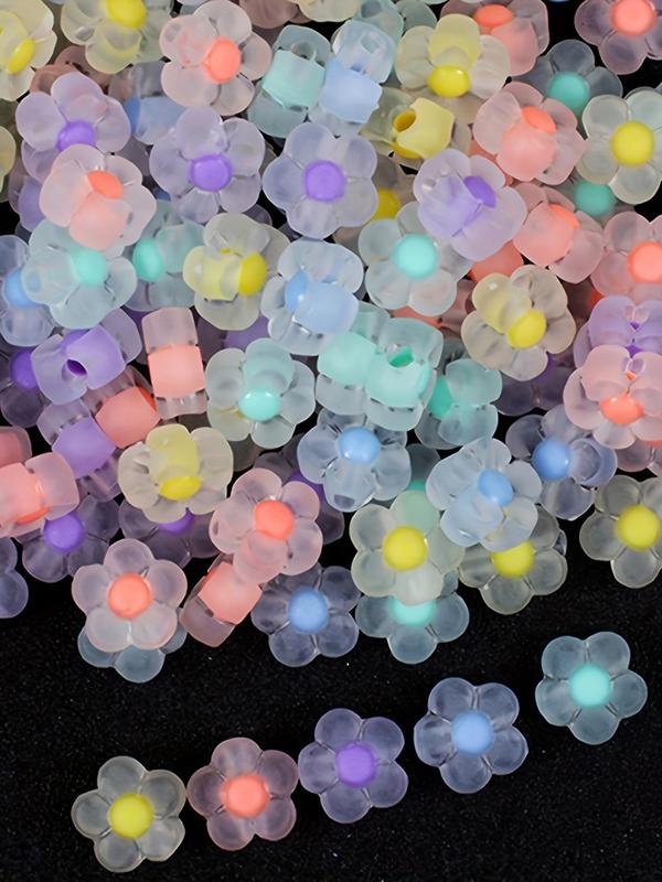 Mixed Color Clear Flowers Bead (100pcs), Transparent DIY Jewelry Making Supplies for Bracelet & Necklace & Earrings, Fashion Accessories for Women & Girls