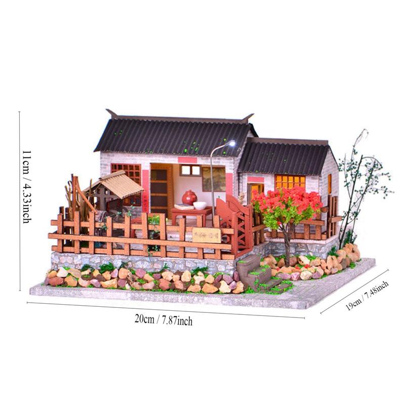 DIY Wooden House Model, Handmade Country House Model, Home Decorations for Living Room Bedroom Office, Stocking Fillers Gift