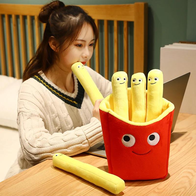 Emotional Support Smile French Fries Plush Stuffed Toy, Plush Sofa Pillow Car Accessories, Children's Pretend Play Accessories T plush toy