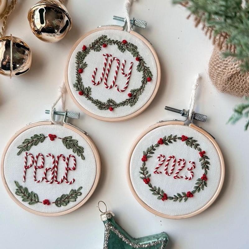 DIY Embroidered Christmas Wreath Ornaments Kit - 2024 UPDATE