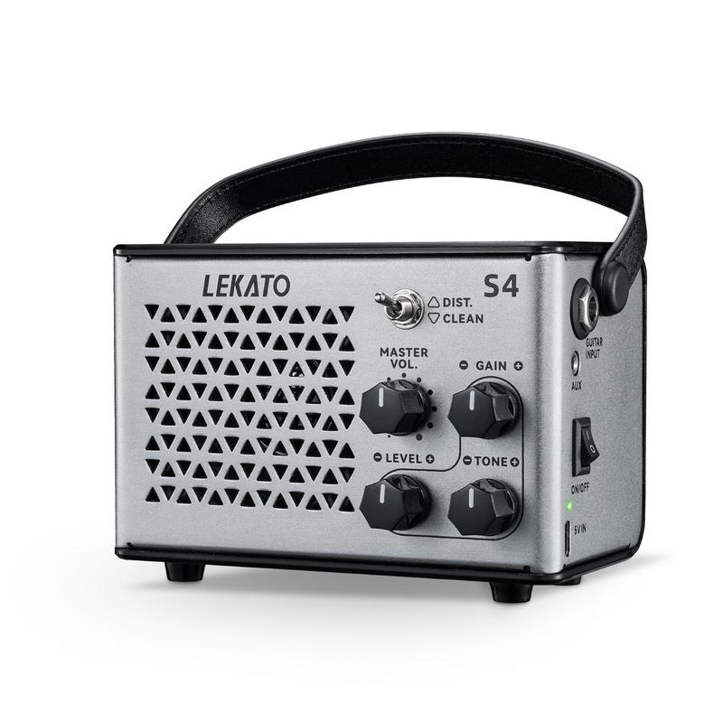 LEKATO S4 Mini Guitar Amp, Electric Guitar Amp 10W, Clean, Distortion, Gain Control, Bluetooth Rechargeable Guitar Amp Portable for Travel, Indoor Practice