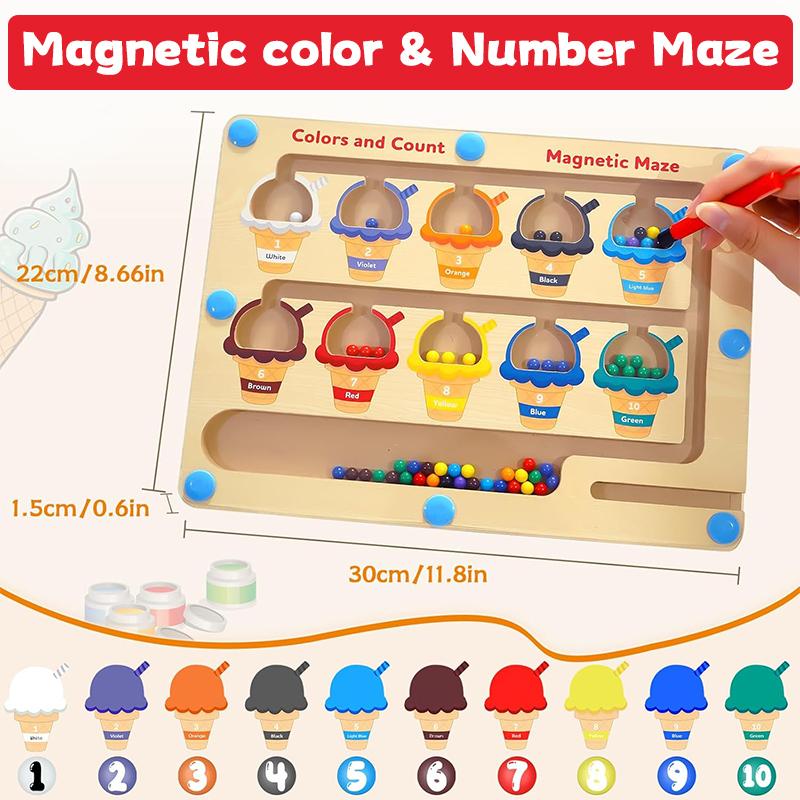 Qyeah Magnetic Color & Number study board -  Color Matching Learning Counting Board for Boys Girls students Fall Deals For You Magnetic Alphabet Number Maze Magnetic Color