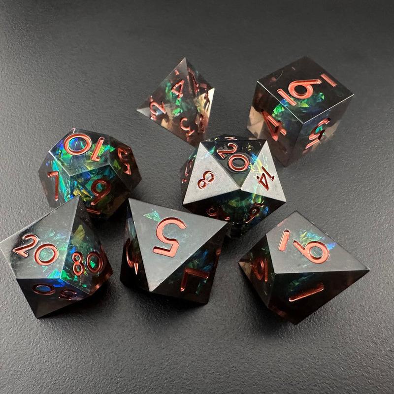 MinMax Misfits Obsidian Grove Sharp Edged Resin Polyhedral DnD Dice Set for Dungeons & Dragons (7pc) | DnD | Tabletop RPGS |  | TTRPGs