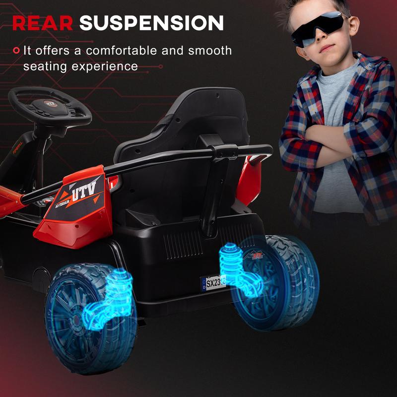 Qaba 24V Electric Go Kart for Kids with Remote Control, Battery Powered Pedal Go Kart, Toddler Ride on Car with Spring Suspension, Electric Vehicle Aged 3-8 Years Old