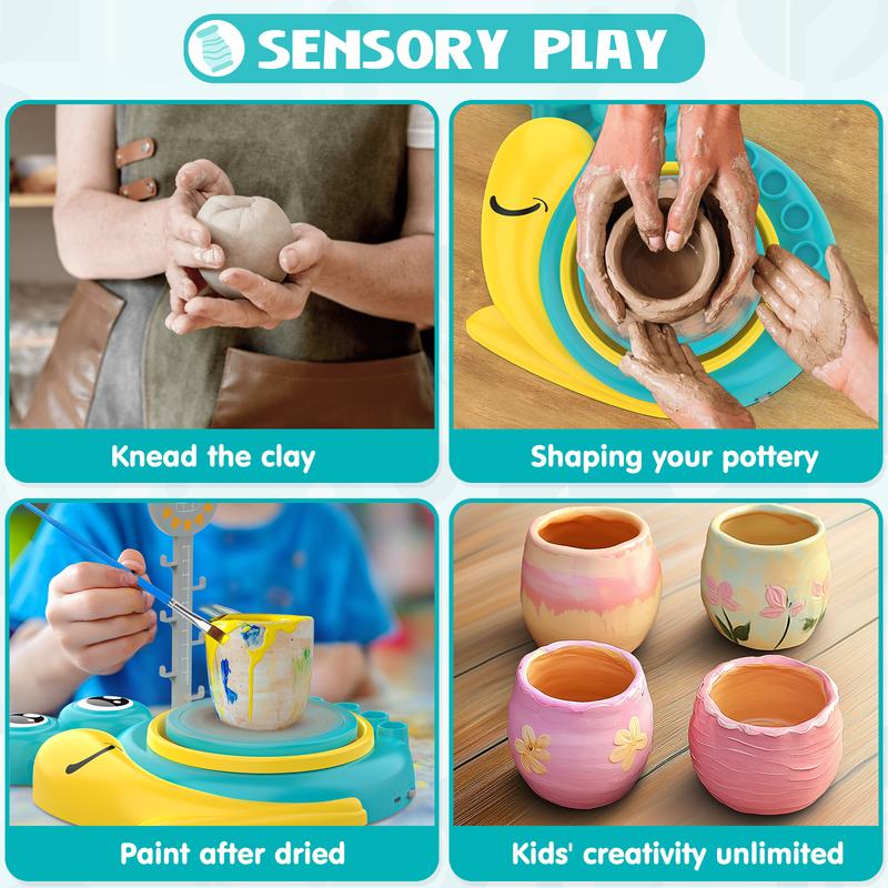 Pottery Wheel for Kids - Complete Pottery Painting Kit Arts and Crafts for Kids Ages 8-12 with 1.65lb Air Dry Clay Art Supplies for Kids Toys  Birthday Gift for 6 7 8 9 10 11 12+