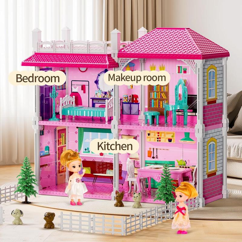 Dream Villa Playset for Girls Ages 2-7 - DIY Dollhouse Toys with Accessories & Furniture