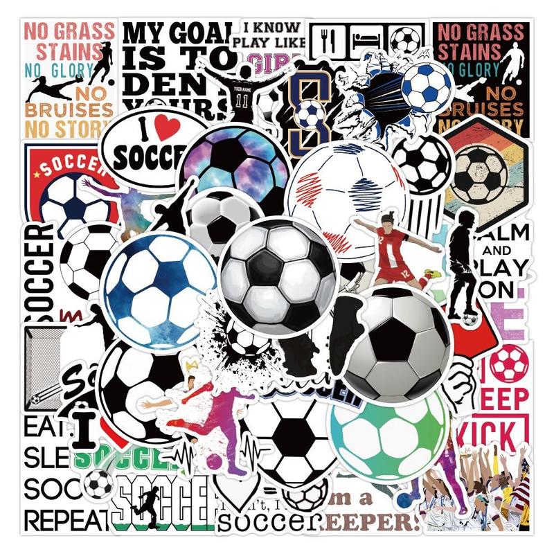 Football Themed Sticker (50pcs), Scrapbooking & Journal Making Material Paper, DIY Decorative Sticker For Stationery Computer Water Bottle Skateboard, Boyfriend Gifts