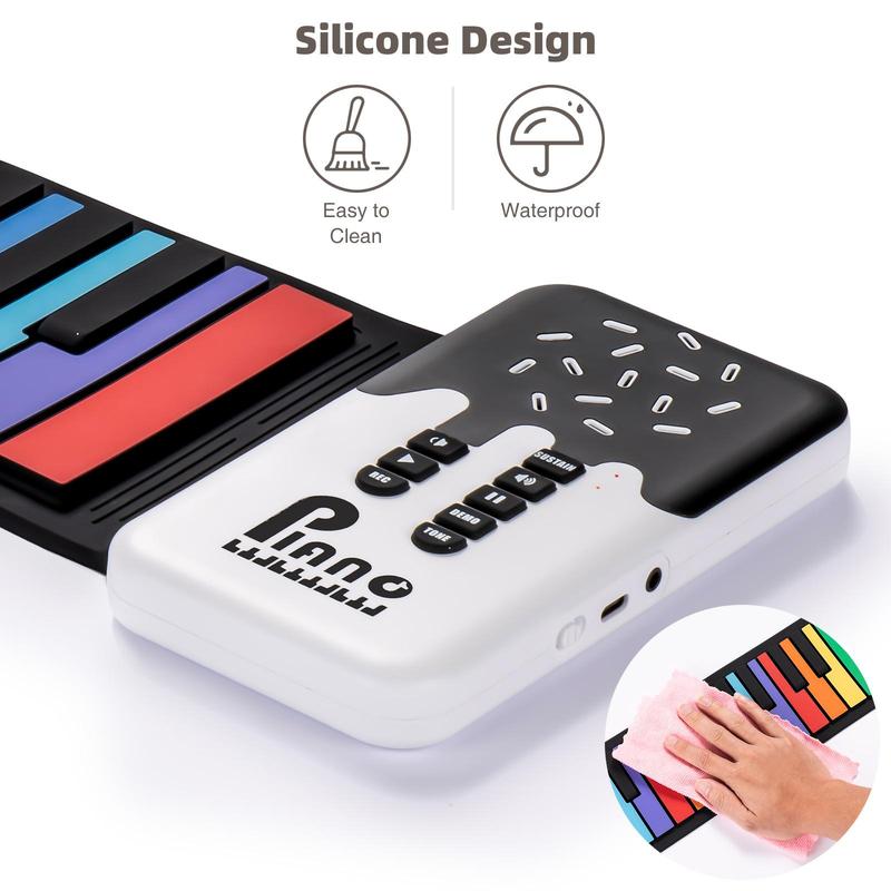 49-key Electronic Piano, 1 Set Roll Up Silicone Electronic Piano, Rechargeable Electronic Keyboard, Musical Instrument for Teenager