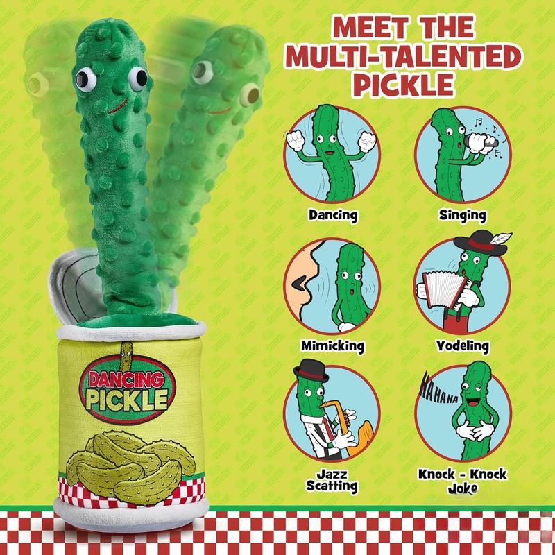 Dancing Pickle - Sings, Repeats What You Say & Tells Jokes, Singing & Talking PickleToy, Electronic Yodeling Pickle for Anyone Who Loves Pickles and Funny Gag Gifts