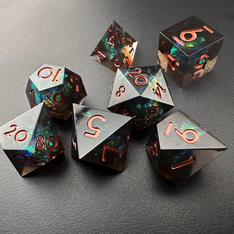 MinMax Misfits Obsidian Grove Sharp Edged Resin Polyhedral DnD Dice Set for Dungeons & Dragons (7pc) | DnD | Tabletop RPGS |  | TTRPGs