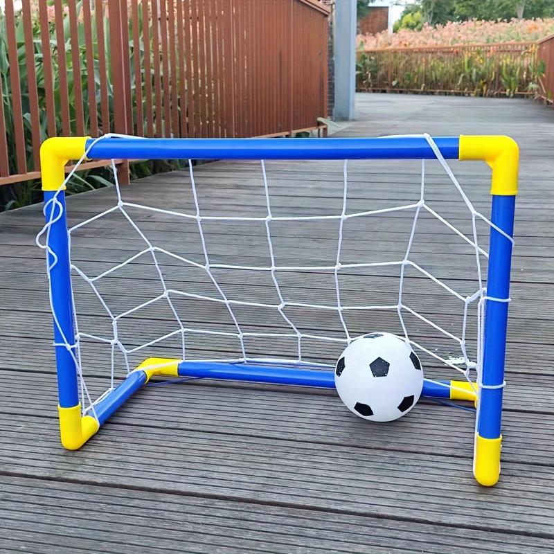 Portable Football Goal, 1 Set Durable Detachable Soccer Goal with Inflatable Football and Pump for Indoor & Outdoor Use, Christmas Gift