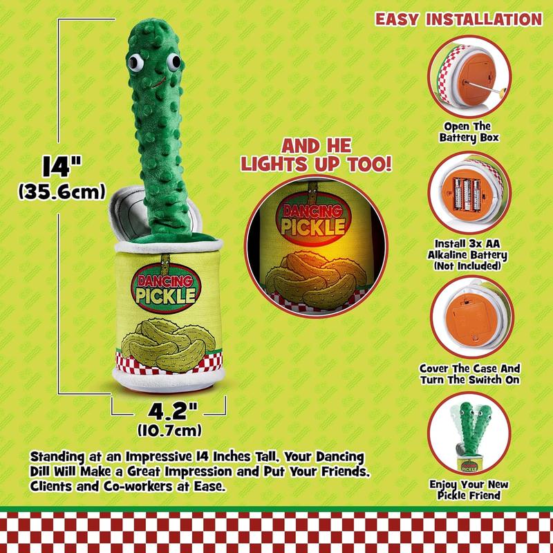 Dancing Pickle - Sings, Repeats What You Say & Tells Jokes, Singing & Talking PickleToy, Electronic Yodeling Pickle for Anyone Who Loves Pickles and Funny Gag Gifts