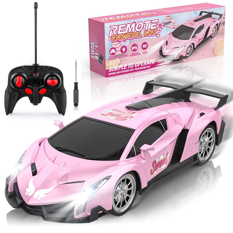 Growsland Remote Control Car for Girls, 1:18 Pink RC Cars Toys for Kids  Electric Vehicle Toy Car Hobby Racing Car , Birthday Gifts for  Age 3 4 5 6 7 8 9 Year Old rc car remote control toy  race