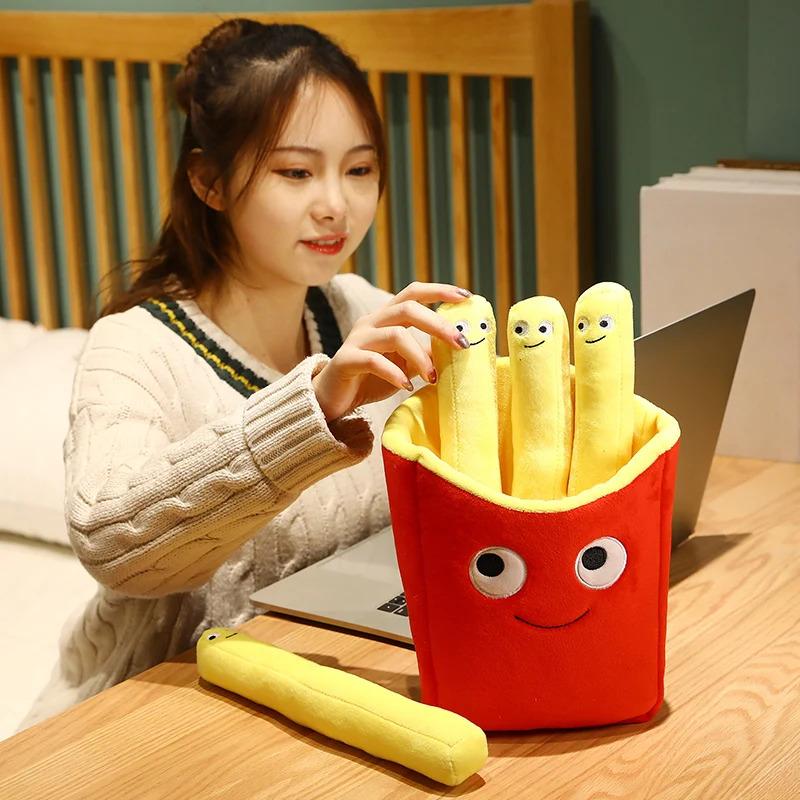 Emotional Support Smile French Fries Plush Stuffed Toy, Plush Sofa Pillow Car Accessories, Children's Pretend Play Accessories T plush toy