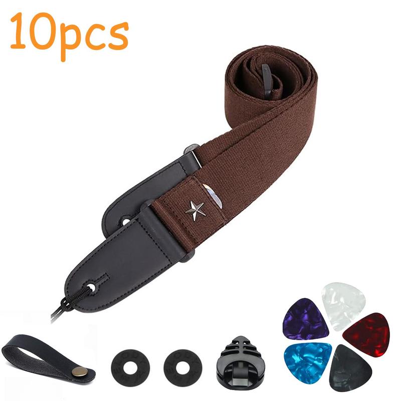 Guitar Strap (1 Set), Guitar Shoulder Strap with Guitar Picks & Holder & Washers, Adjustable Guitar Backstrap for Guitar Ukulele