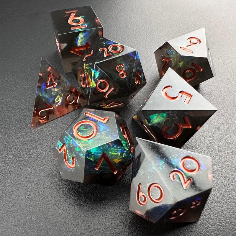 MinMax Misfits Obsidian Grove Sharp Edged Resin Polyhedral DnD Dice Set for Dungeons & Dragons (7pc) | DnD | Tabletop RPGS |  | TTRPGs