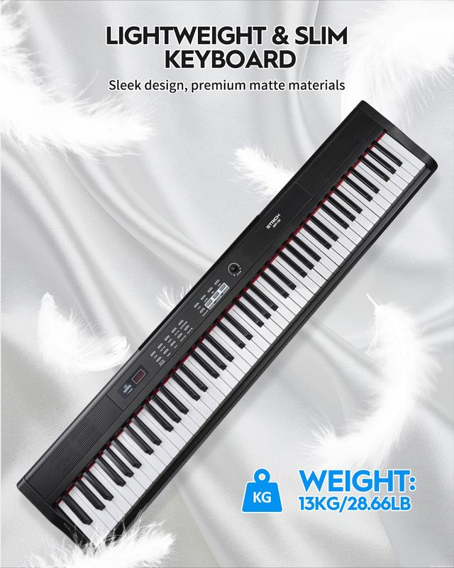 STRICH Digital Piano Keyboard - Full Size 88 Key Electric Keyboard with Semi-Weighted Sensitive Keys, Sustain Pedal, Music Rest - 900 Sounds, 700 Rhythms, Portable Design for Beginners, Black, SEP-150