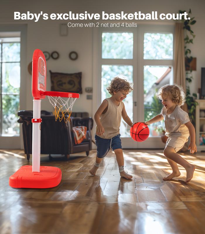 Geyiie Easy Score Basketball Set Blue 4 Balls 2 in 1 Toddler Basketballs Hoop Indoor and Pool Basketball Hoop Poolside Outdoor- Adjustable Height 2.1-3.3ft Sport Toys Gifts for Kids Boys Girls Age 1-3