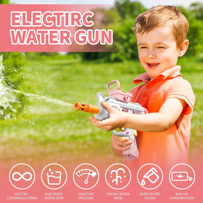 2 Packs of Electric Water Gun Toys for Adults and Kids, Continuous Shooting Water Toys with a Range of Up to 32 Feet, Powerful Automatic Handheld Water Toys, Suitable for Pool Beach Outdoor Games