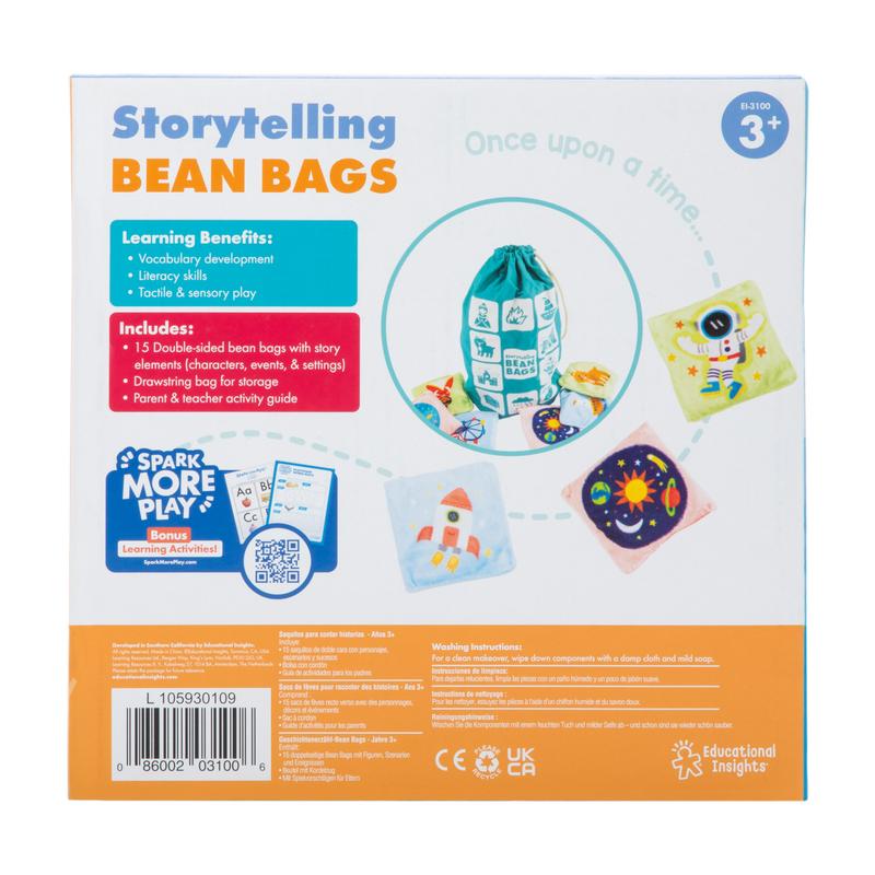 Educational Insights Storytelling Bean Bags - Tactile Bean Bags for Kids Classroom, Includes 25 Double-