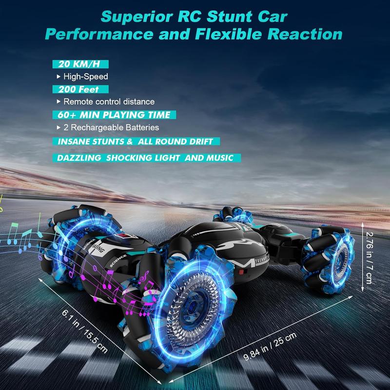 4WD Gesture Sensing RC Stunt Car - 360° Rotate, Off-Road Drift with Lights & Music, Remote Control Toy for Kids 6-12, Perfect Birthday & Xmas Gift